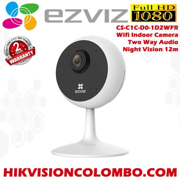 EZVIZ by Hikvision, C1C Wireless Camera for Home,1080p Resolution,Wide Angle View,Night Viewing Upto 12m,Two Way Talk,Supports MicroSD Card Upto 256GB, EZVIZ CS-C1C-D0-1D2WFR, 1080P Full HD, Indoor Wifi CCTV,cctv Camera Sri Lanka Sale , 2 Years Warranty