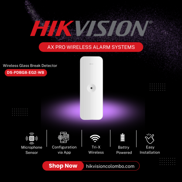 Hikvision AX Pro Alarm System Wireless Glass Break Detector Sale in Sri Lanka